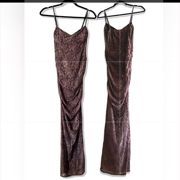 PrettyLittleThing Dresses & Skirts - Pretty Little Thing Brown Lace Corset Maxi Dress | Sheer Lace with Bodysuit NWT